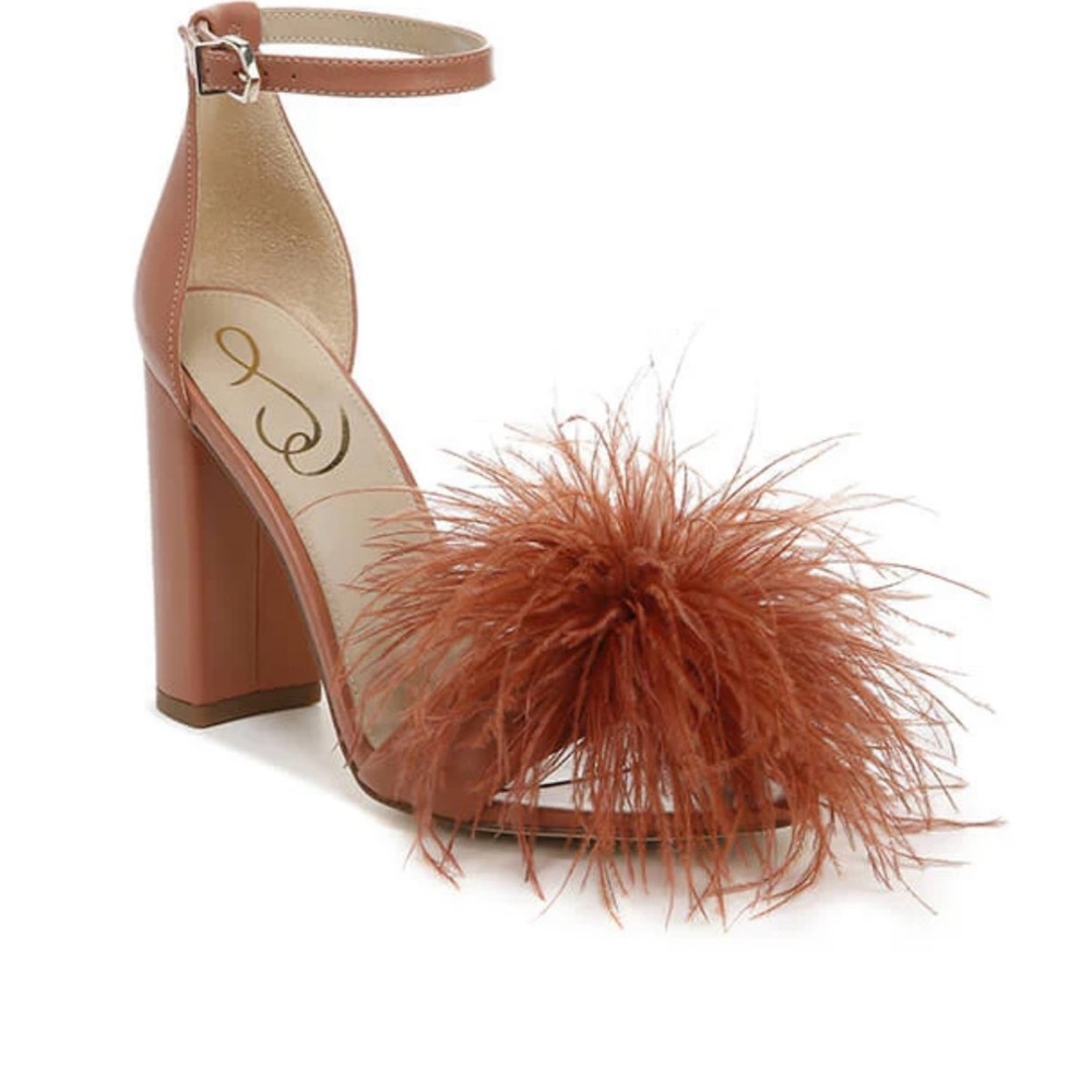 Sam Edelman Rose Feathered Block Heel Sandals